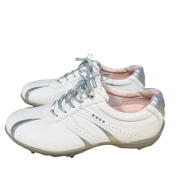 Ecco Shoes - NEW ECCO Hydromax Womens White/Silver Leather Spike Golf Shoes Sz 40 (US 9)